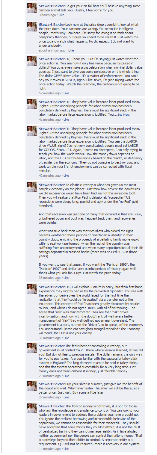 Spoutings of a Federal Reserve Shill Federal Reserve Shill Facebook Anti-Silver Rant